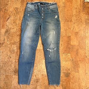 KUT Women's Button Fly Frayed Hem Skinny Jeans